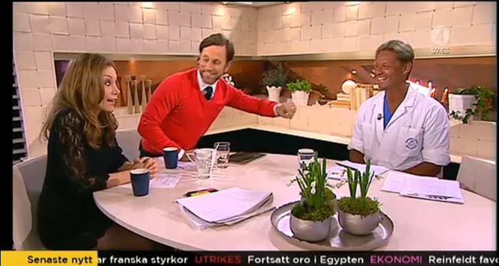 Nyhetsmorgon, Peter Jihde, Solbränna, TV4, Mikael Sandström